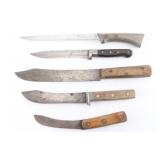 Lot of 5 Steel Butcher Knives