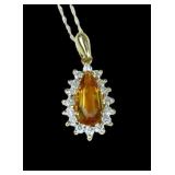 Beautiful Imperial Topaz and Diamond Pendant