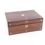 Rosewood Jewelry Box with Pearl Inlay.