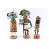 Lot of 3 Signed Kachina Dolls.