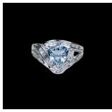 Stylish Trillion Cut Aquamarine and Diamond