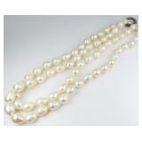 Double Stand White Baroque Pearl Necklace