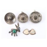 Lot of 6 Mexican Silver Items.