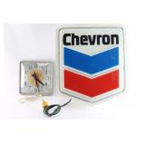 Chevron Lighted Sign & Shell Wall Clock.