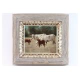 Original Oil on Board of Cows.