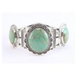 Large Three Stone Turquoise Cuff,