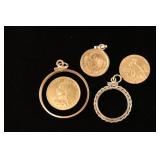 2 Small Gold Coins for Pendants.