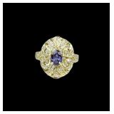 Elegant Blue Sapphire and Diamond Ring