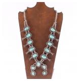 Navajo Light Blue Turquoise Squash Blossom.