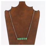 Navajo 5 Stone Turquoise Bar Necklace.