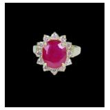 Gorgeous Mozambique Ruby and Diamond Ring