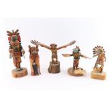 Lot of 5 Carved Kachina Dolls.