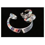 Lonn Parker Sterling Cuff, Earrings & Ring.