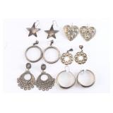 Lot of 6 Sterling Mexican Earrings.