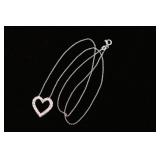 Sterling & Diamond Open Heart Necklace.