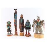 Lot of 5 Carved Kachina Dolls.