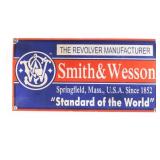 Enamel on Tin Smith & Wesson Firearms Sign.