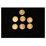 Lot of 6 Miniature 10k Gold Coins.