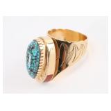 14K Gold & Turquoise Ring.