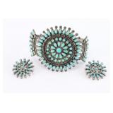 Zuni Pettipoint Turquoise Cluster Cuff.