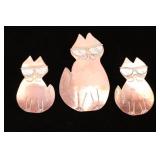 Vintage Copper 'Cool Cat' Brooch & Earrings.