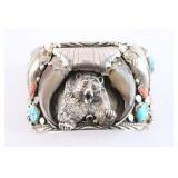 Navajo Sterling Bear Claw Cuff.