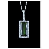 Alluring Fine Tourmaline and Diamond Pendant