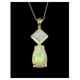 Spectacular Fine Opal and Diamond Pendant