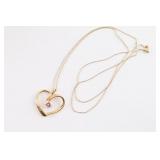 14K Gold & Ruby Open Heart Necklace.