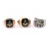 Lot of 3 Masonic Rings
