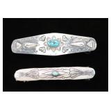 Two Navajo Sterling hair clips