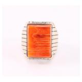 Mens Zuni Coral Ring Set