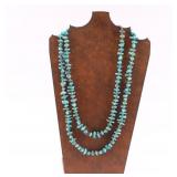 2-Strand Turquoise and Sterling Beaded Necklace