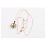 Multi-Stone Flower Pendant and Chain