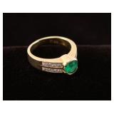 Emerald & Diamond Ring Set in 18kt Yellow Gold