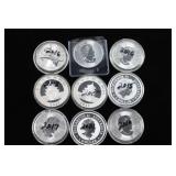 Lot of 9 Silver Coins