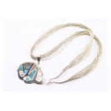 Zuni Bear Effigy Inlaid Necklace