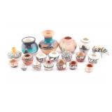 A Collection of 18 Miniature Indian Pots