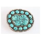Turquoise & Sterling Silver Belt Buckle.