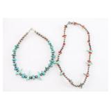 Lot of 2 Navajo Turquoise Chokers