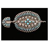 Zuni Petit Pointe Sterling and Turquoise Barrett
