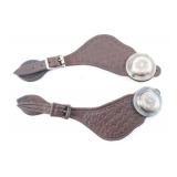 A Pair of Leather and Sterling Spur Straps