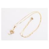 Diamond and Pearl Pendant on Gold Chain