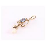 Antique Sapphire and Pearl Pendant