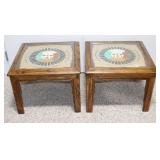 A Pair of Indian Sand Painting Side Tables