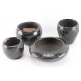 Lot of 4 Blackware Santa Clara Pots.