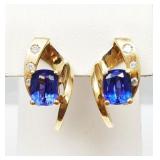 Striking Fine Tanzanite and Diamond Earrings