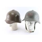 Two Soviet SSh-36 Helmets.