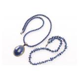 Lot of 2 Beaded Lapis Necklaces