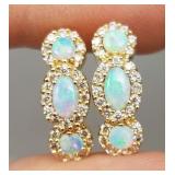 Elegant Australian Opal and Diamond Earrings